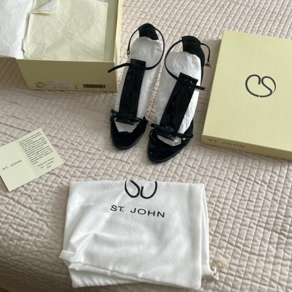 St. John patent leather heels black with box & dust bag